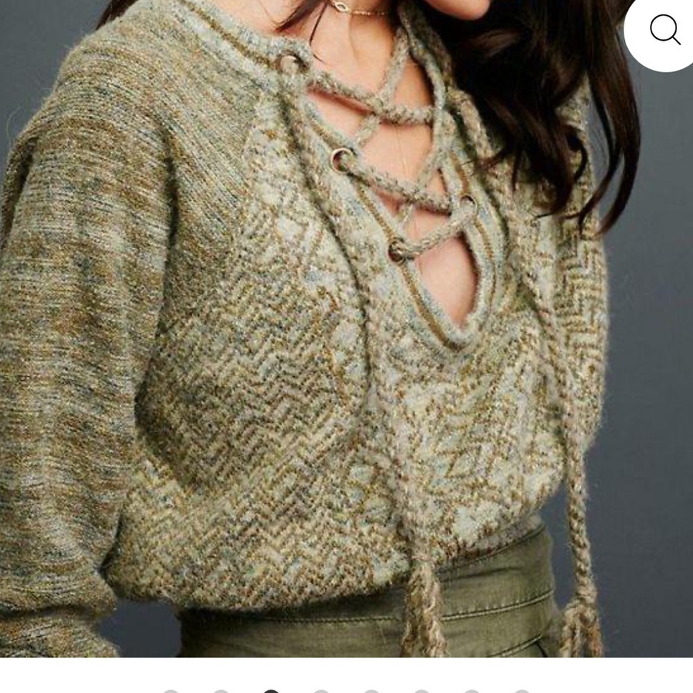 Free People Green Sweater these run large but not huge - Picture 3 of 9